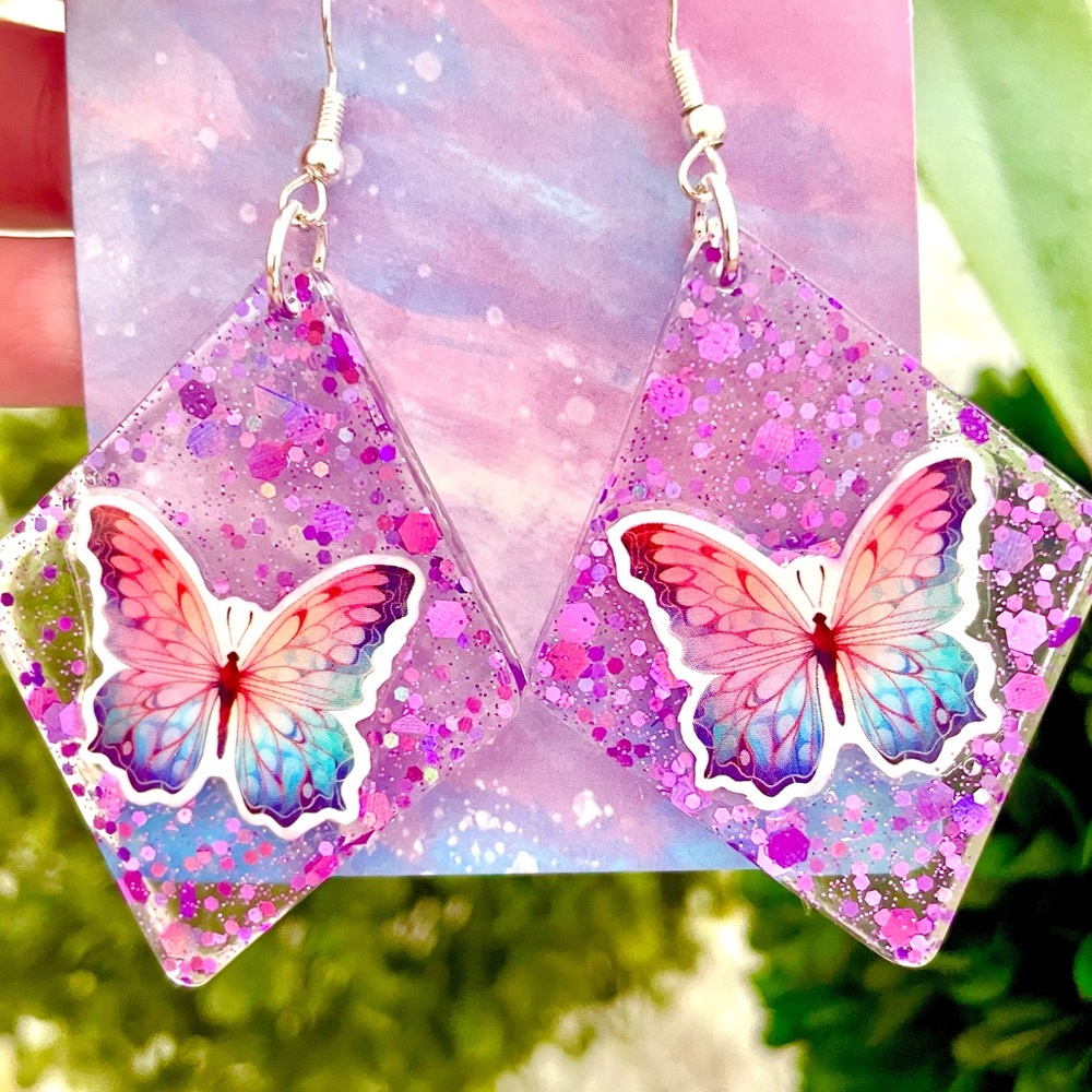 Butterfly Acrylic Dangle Earrings